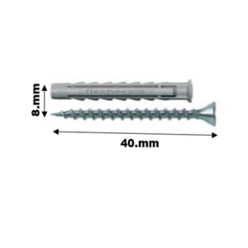 Fischer 70022 - Expansion Plug SX 8 x 40 with Rim and Screw