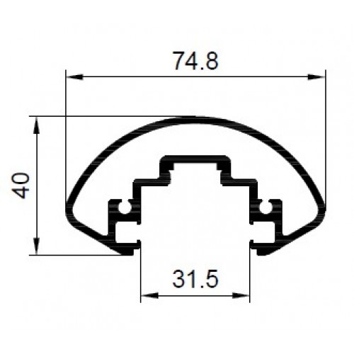ALUMINIUM HANDRAIL OVAL GLASS 
