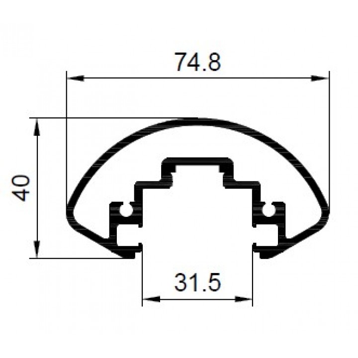 ALUMINIUM HANDRAIL OVAL GLASS 